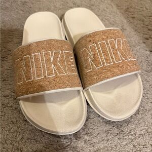 Nike Cork and White Slide Sandals